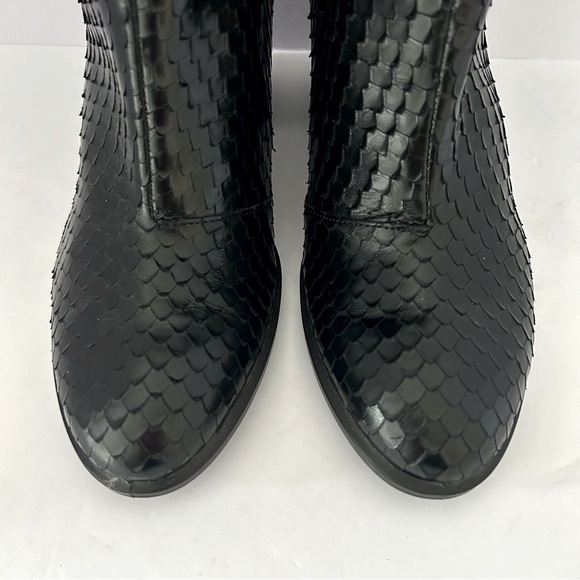 Ecco Snakeskin Embossed Leather Ankle Boot Shoe Block Heel Goth Size EU37 US 6.5 - Picture 6 of 14